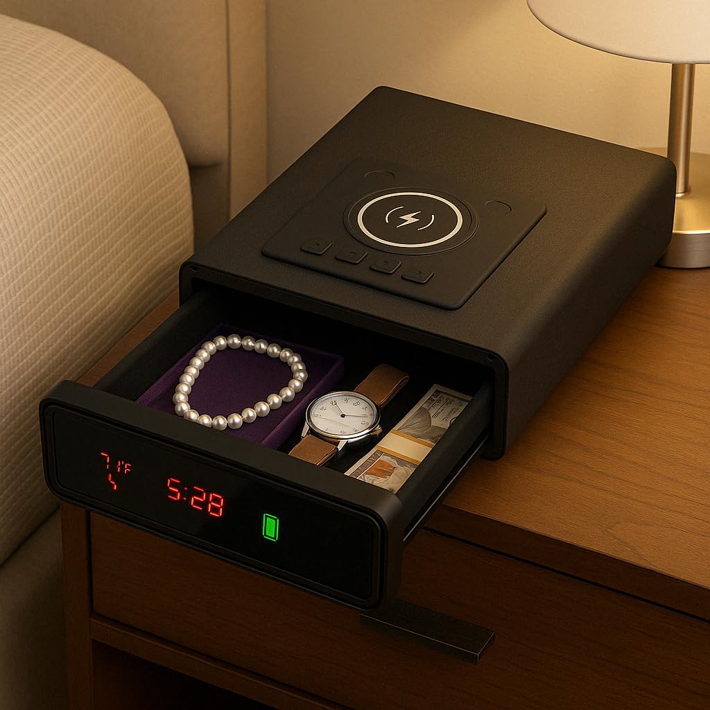 Biometric Gun Safe with Fingerprint Lock & Wireless Charging